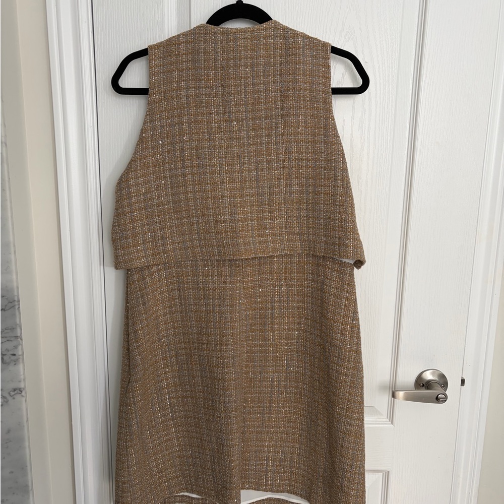 NWT Sandro Gold-Beige Tweed Dress Set with Crystal Buttons - Picture 5 of 5